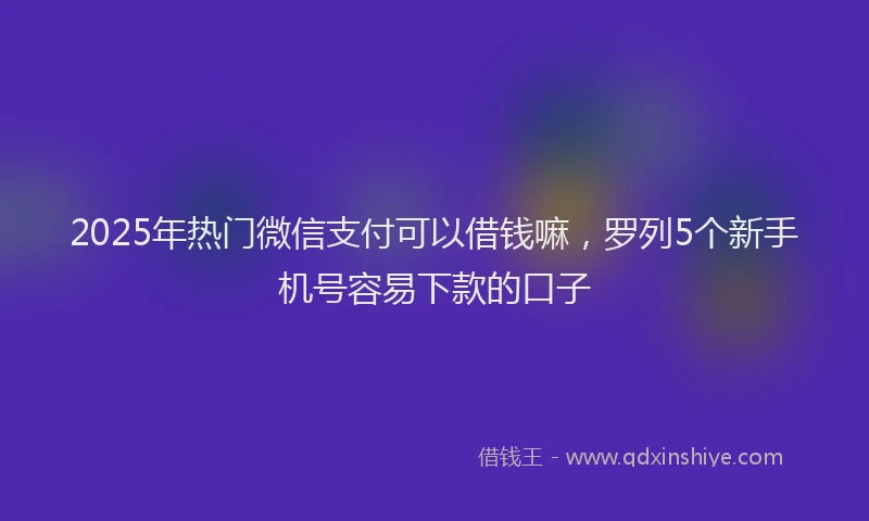 2025年热门微信支付可以借钱嘛，罗列5个新手机号容易下款的口子