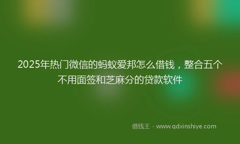 2025年热门微信的蚂蚁爱邦怎么借钱，整合五个不用面签和芝麻分的贷款软件