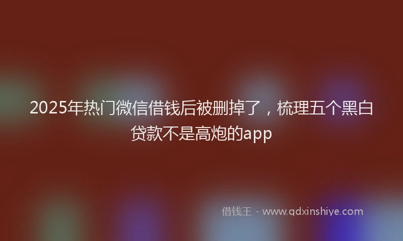 2025年热门微信借钱后被删掉了，梳理五个黑白贷款不是高炮的app