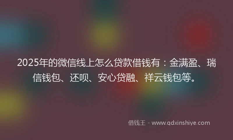 2025年的微信线上怎么贷款借钱有：金满盈、瑞信钱包、还呗、安心贷融、祥云钱包等。