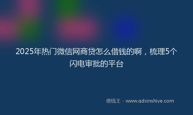 2025年热门微信网商贷怎么借钱的啊，梳理5个闪电审批的平台