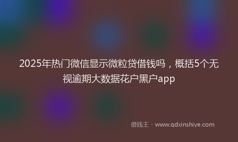 2025年热门微信显示微粒贷借钱吗，概括5个无视逾期大数据花户黑户app