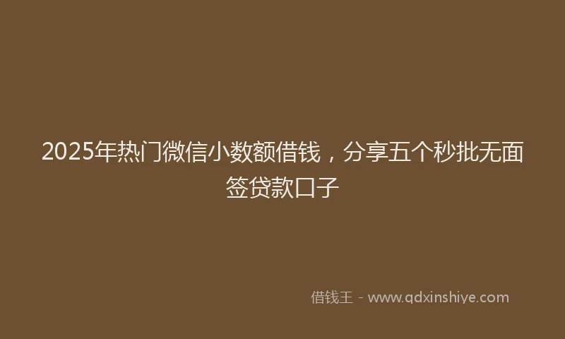 2025年热门微信小数额借钱，分享五个秒批无面签贷款口子