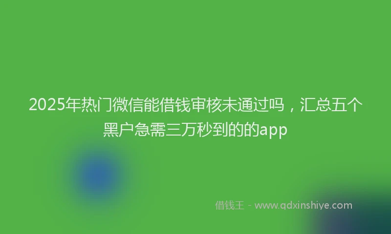 2025年热门微信能借钱审核未通过吗，汇总五个黑户急需三万秒到的的app