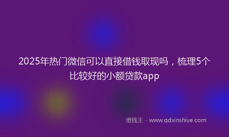 2025年热门微信可以直接借钱取现吗，梳理5个比较好的小额贷款app