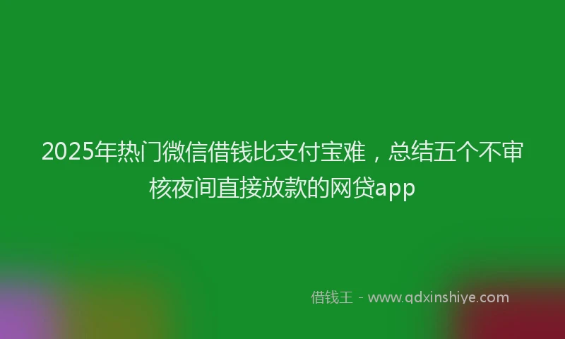 2025年热门微信借钱比支付宝难，总结五个不审核夜间直接放款的网贷app
