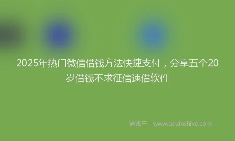 2025年热门微信借钱方法快捷支付，分享五个20岁借钱不求征信速借软件