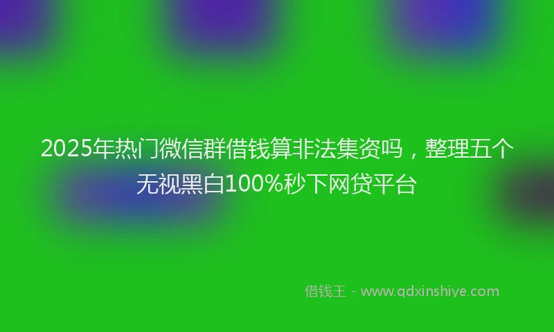 2025年热门微信群借钱算非法集资吗，整理五个无视黑白100%秒下网贷平台