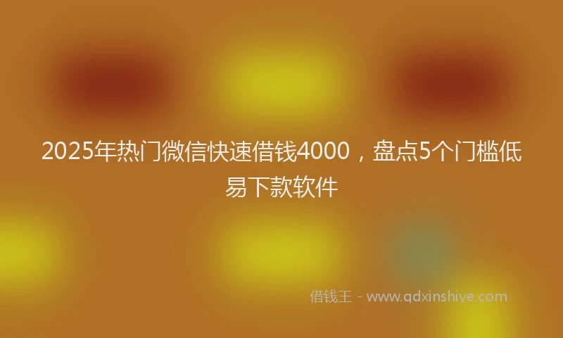 2025年热门微信快速借钱4000，盘点5个门槛低易下款软件