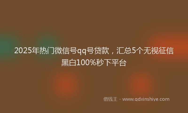 2025年热门微信号qq号贷款，汇总5个无视征信黑白100%秒下平台