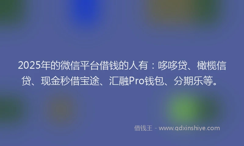 2025年的微信平台借钱的人有：哆哆贷、橄榄信贷、现金秒借宝途、汇融Pro钱包、分期乐等。