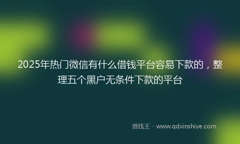 2025年热门微信有什么借钱平台容易下款的，整理五个黑户无条件下款的平台