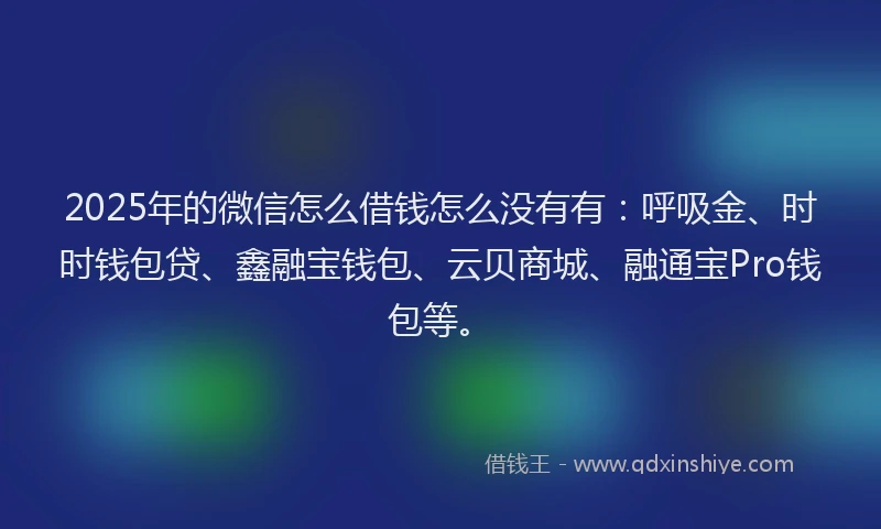 2025年的微信怎么借钱怎么没有有：呼吸金、时时钱包贷、鑫融宝钱包、云贝商城、融通宝Pro钱包等。