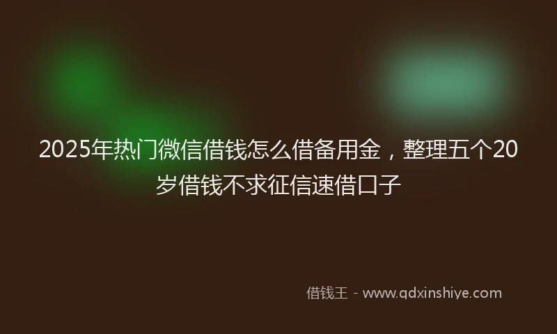 2025年热门微信借钱怎么借备用金，整理五个20岁借钱不求征信速借口子