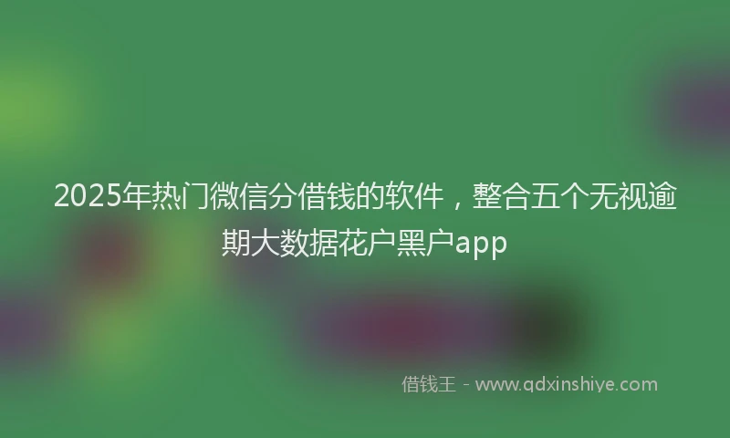 2025年热门微信分借钱的软件，整合五个无视逾期大数据花户黑户app