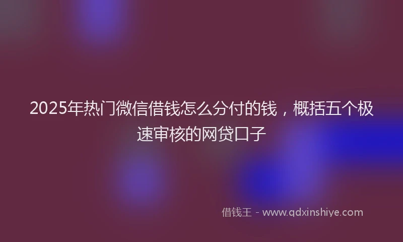 2025年热门微信借钱怎么分付的钱，概括五个极速审核的网贷口子