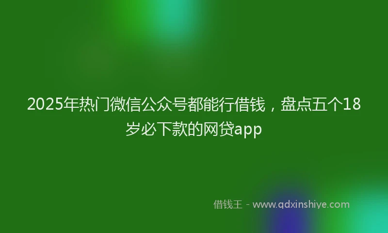 2025年热门微信公众号都能行借钱，盘点五个18岁必下款的网贷app