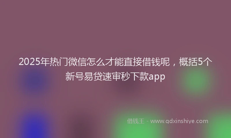 2025年热门微信怎么才能直接借钱呢，概括5个新号易贷速审秒下款app