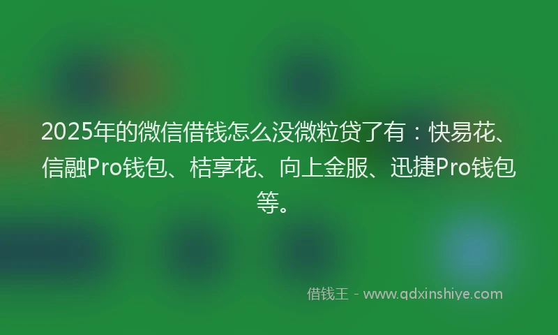 2025年的微信借钱怎么没微粒贷了有：快易花、信融Pro钱包、桔享花、向上金服、迅捷Pro钱包等。