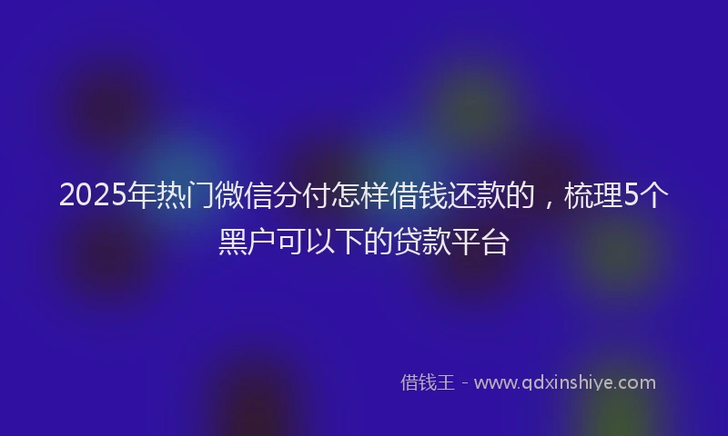 2025年热门微信分付怎样借钱还款的，梳理5个黑户可以下的贷款平台