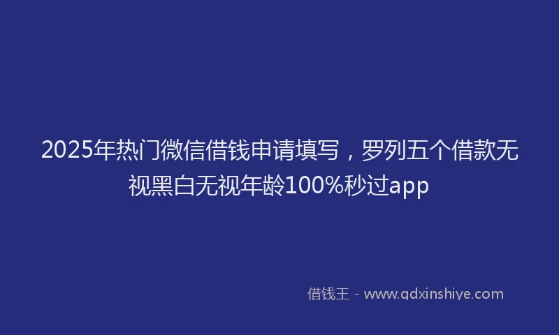 2025年热门微信借钱申请填写，罗列五个借款无视黑白无视年龄100%秒过app