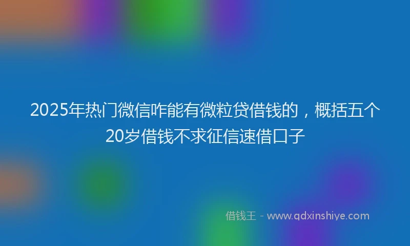 2025年热门微信咋能有微粒贷借钱的，概括五个20岁借钱不求征信速借口子
