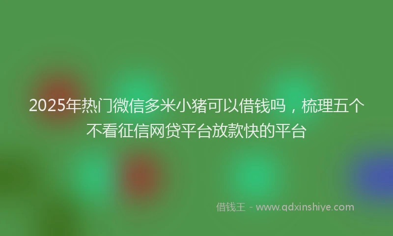 2025年热门微信多米小猪可以借钱吗，梳理五个不看征信网贷平台放款快的平台