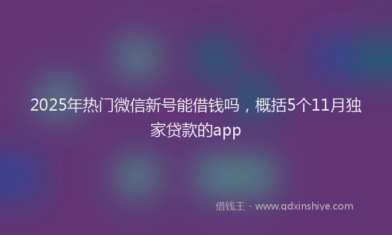 2025年热门微信新号能借钱吗，概括5个11月独家贷款的app