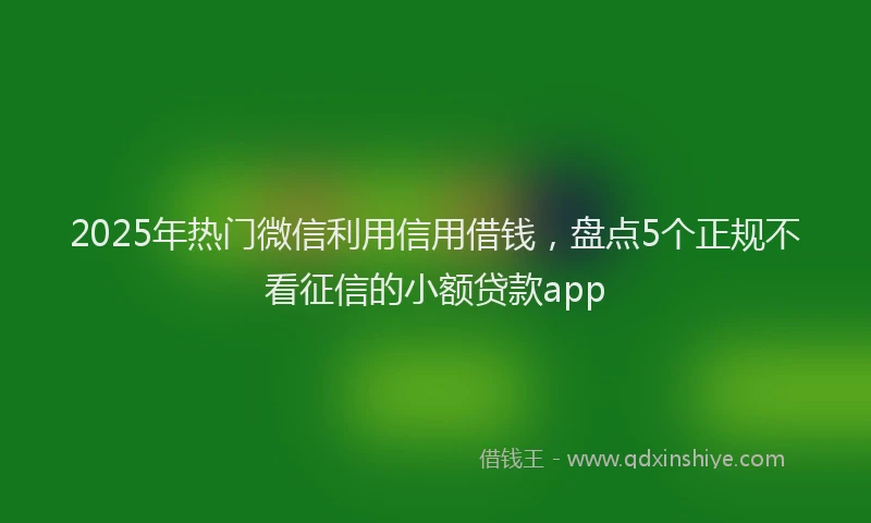 2025年热门微信利用信用借钱，盘点5个正规不看征信的小额贷款app