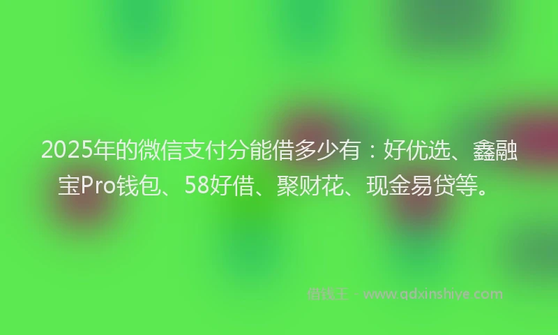 2025年的微信支付分能借多少有：好优选、鑫融宝Pro钱包、58好借、聚财花、现金易贷等。