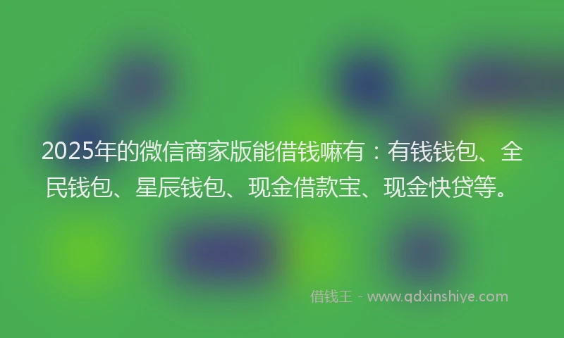 2025年的微信商家版能借钱嘛有：有钱钱包、全民钱包、星辰钱包、现金借款宝、现金快贷等。