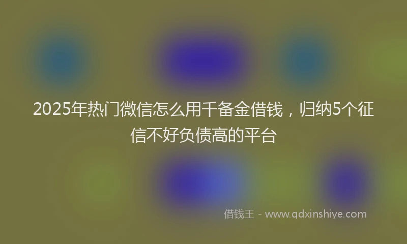 2025年热门微信怎么用千备金借钱，归纳5个征信不好负债高的平台