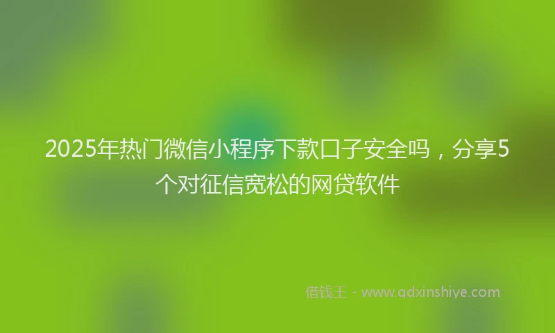 2025年热门微信小程序下款口子安全吗，分享5个对征信宽松的网贷软件