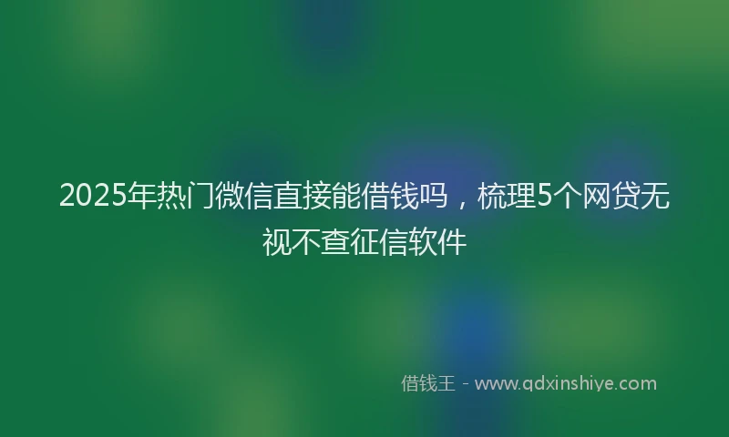 2025年热门微信直接能借钱吗，梳理5个网贷无视不查征信软件