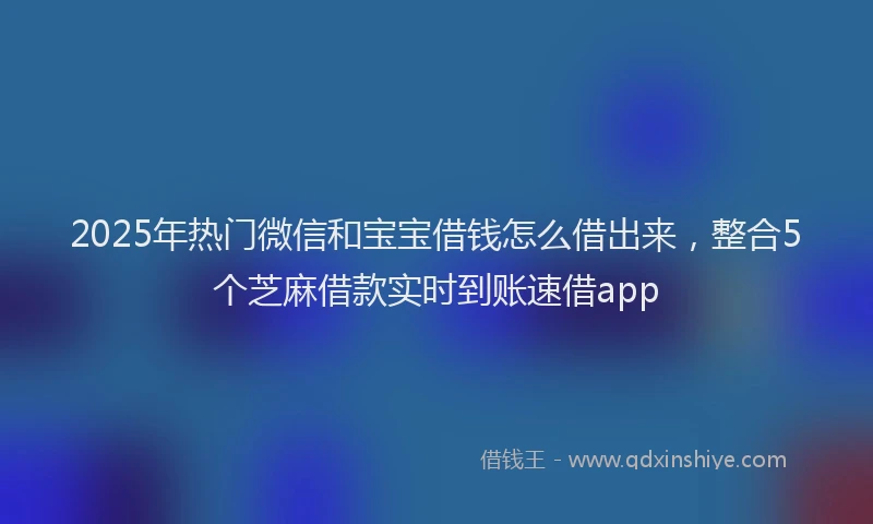 2025年热门微信和宝宝借钱怎么借出来，整合5个芝麻借款实时到账速借app