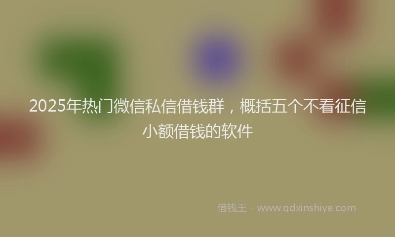 2025年热门微信私信借钱群，概括五个不看征信小额借钱的软件