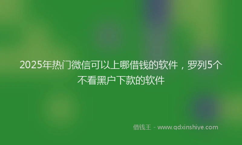 2025年热门微信可以上哪借钱的软件，罗列5个不看黑户下款的软件