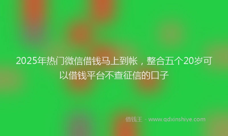 2025年热门微信借钱马上到帐，整合五个20岁可以借钱平台不查征信的口子