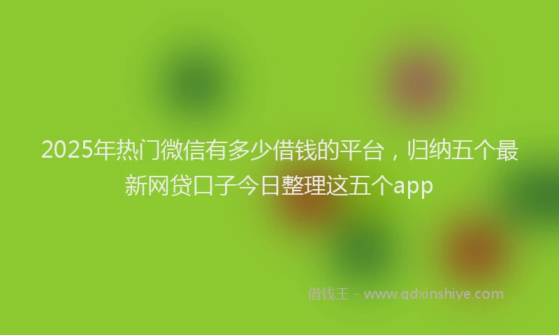 2025年热门微信有多少借钱的平台，归纳五个最新网贷口子今日整理这五个app