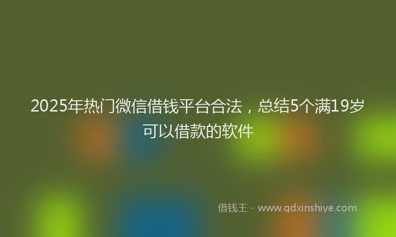 2025年热门微信借钱平台合法，总结5个满19岁可以借款的软件
