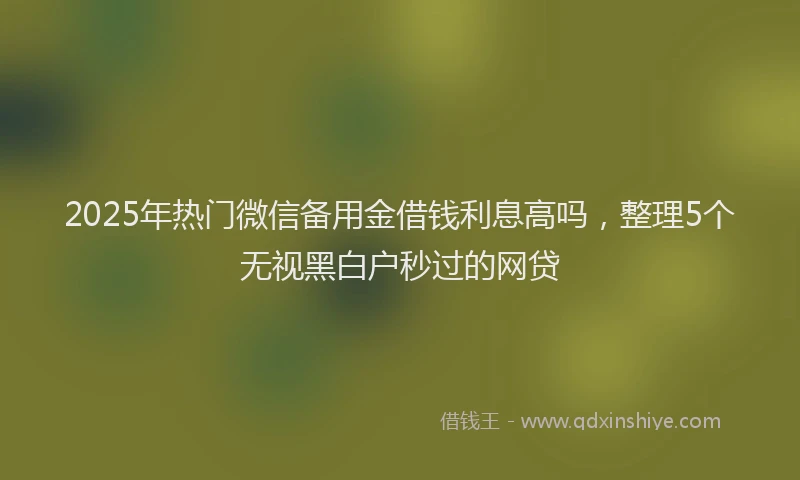 2025年热门微信备用金借钱利息高吗，整理5个无视黑白户秒过的网贷