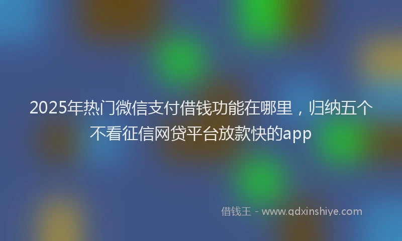 2025年热门微信支付借钱功能在哪里，归纳五个不看征信网贷平台放款快的app