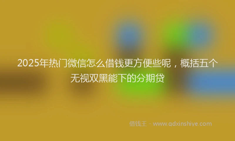 2025年热门微信怎么借钱更方便些呢，概括五个无视双黑能下的分期贷
