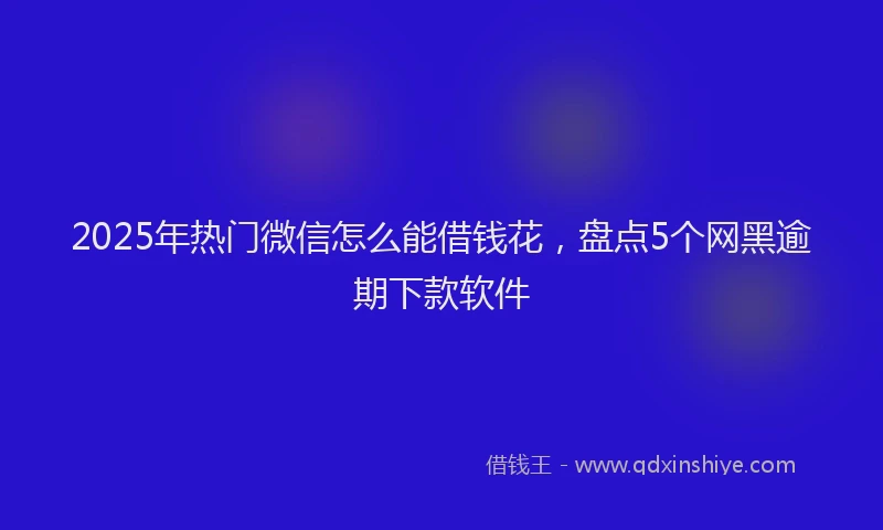 2025年热门微信怎么能借钱花，盘点5个网黑逾期下款软件