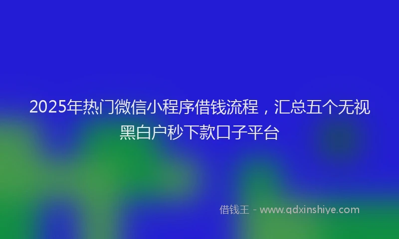2025年热门微信小程序借钱流程，汇总五个无视黑白户秒下款口子平台