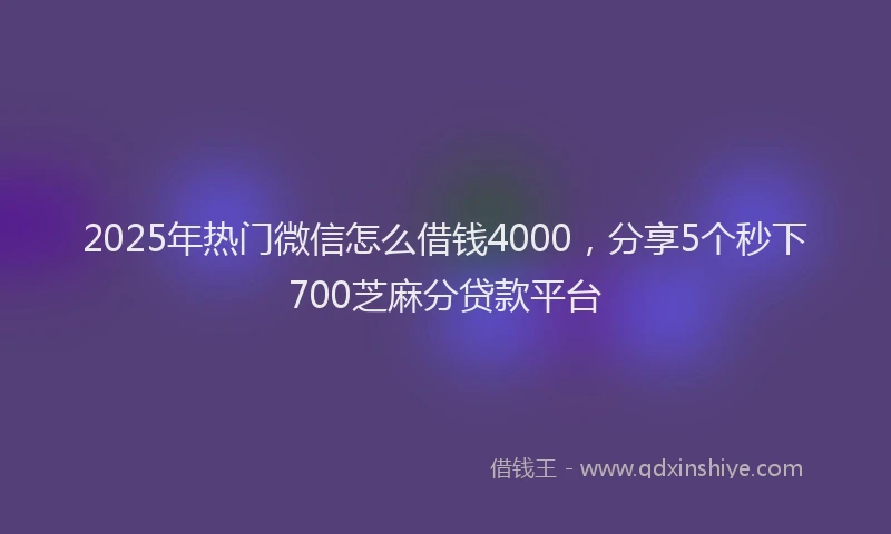 2025年热门微信怎么借钱4000，分享5个秒下700芝麻分贷款平台