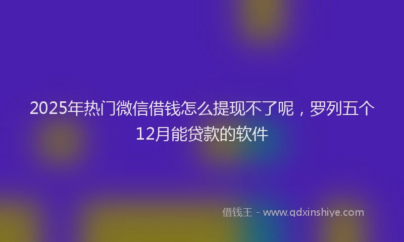 2025年热门微信借钱怎么提现不了呢，罗列五个12月能贷款的软件