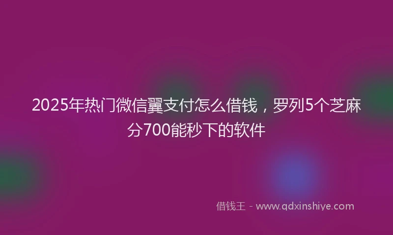 2025年热门微信翼支付怎么借钱，罗列5个芝麻分700能秒下的软件