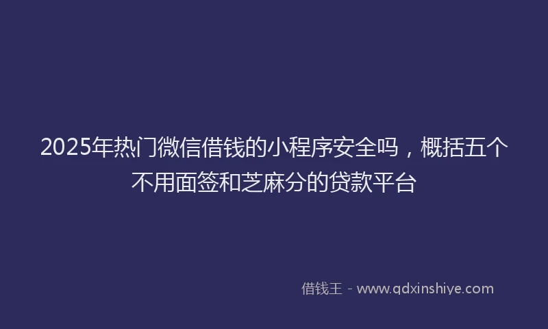 2025年热门微信借钱的小程序安全吗，概括五个不用面签和芝麻分的贷款平台
