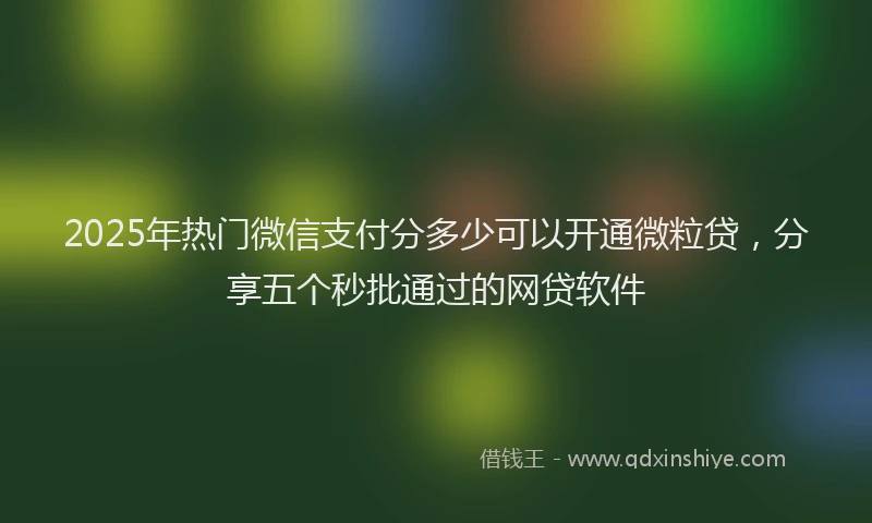 2025年热门微信支付分多少可以开通微粒贷，分享五个秒批通过的网贷软件